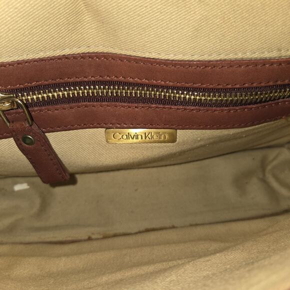 Vtg 1980s Calvin Klein Messenger Crossbody Bag Pocket Book Clean Interior - Picture 3 of 16